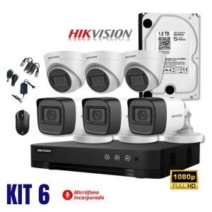 Kit Hikvision de 06 camaras full hd con audio - Rices Enterprise