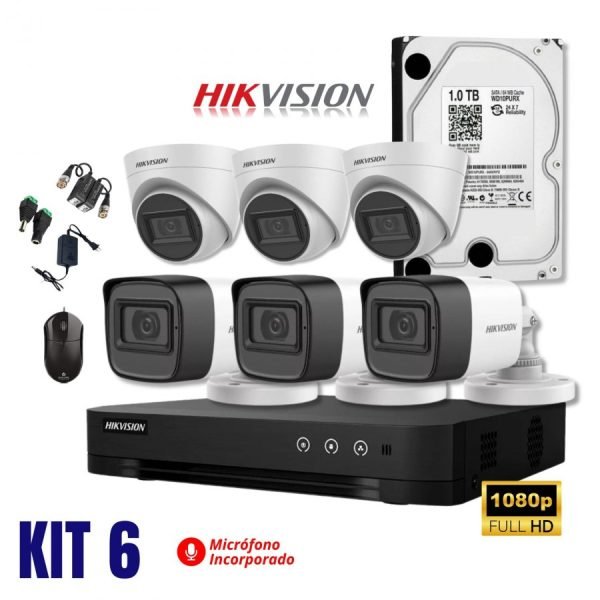 Kit Hikvision de 06 camaras full hd con audio - Rices Enterprise