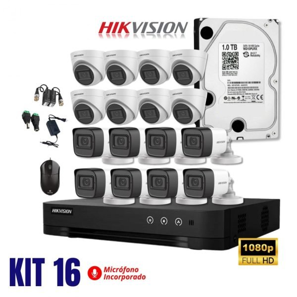 Kit Hikvision de 16 camaras full hd con audio - Rices Enterprise Kit Hikvision de 16 camaras full hd con audio - Rices Enterprise